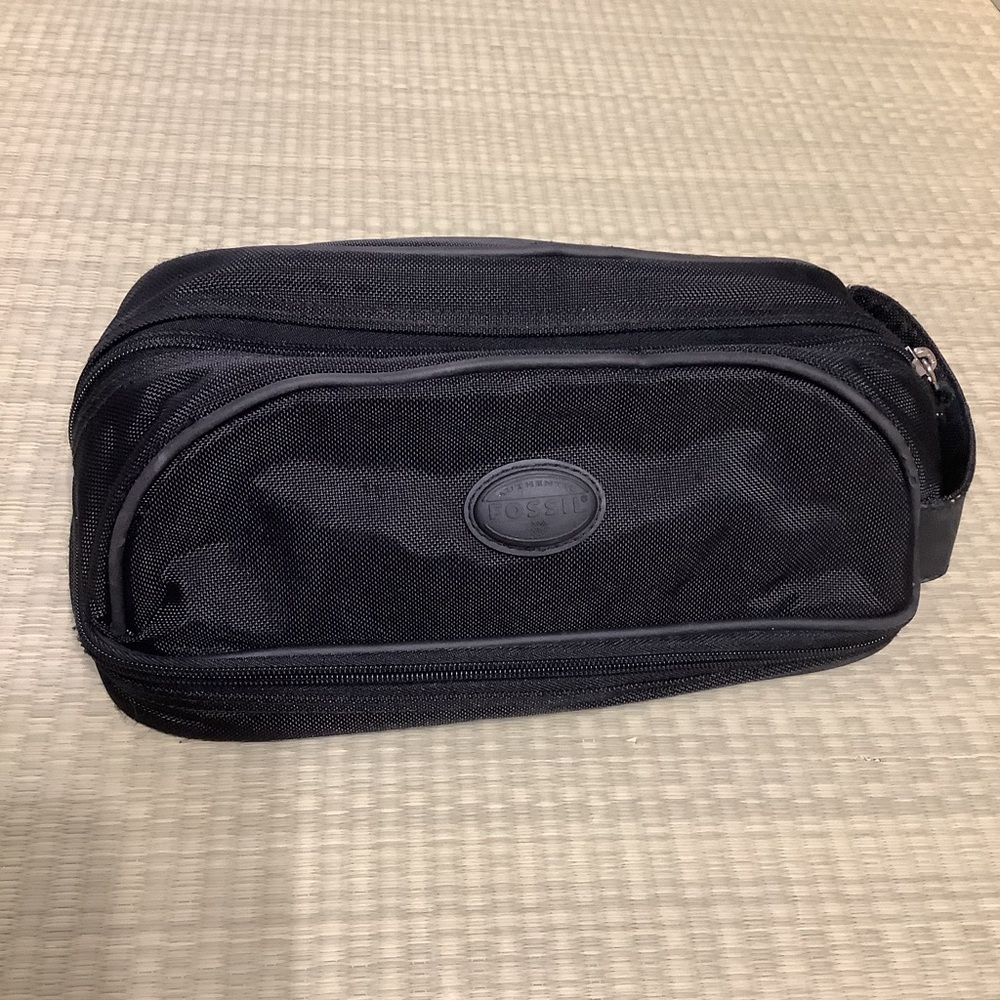 Fossil Black Canvas Zip Two Compartments Case Toi… - image 2
